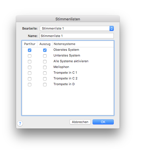 Dialogbox Stimmenliste